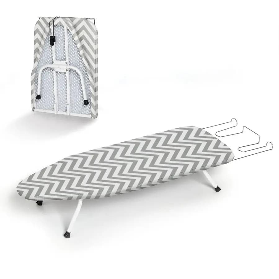 Asse da Stiro per Spazi Ristretti, Mini Asse da Stiro Pieghevole, con Gancio, Supporto per Ferro, Rivestimento e Imbottitura in Cotone 100% Resistente al Calore, Gr