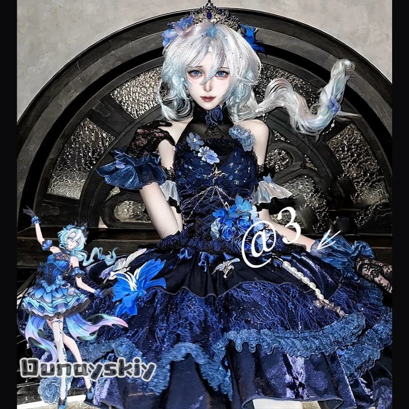 Costume Cosplay Identity V Grace the Naiad Dream Guide, Set Completo con Parrucca, Scarpe e Vestito per Giochi di Ruolo Anime, Travestimento per Feste di Halloween