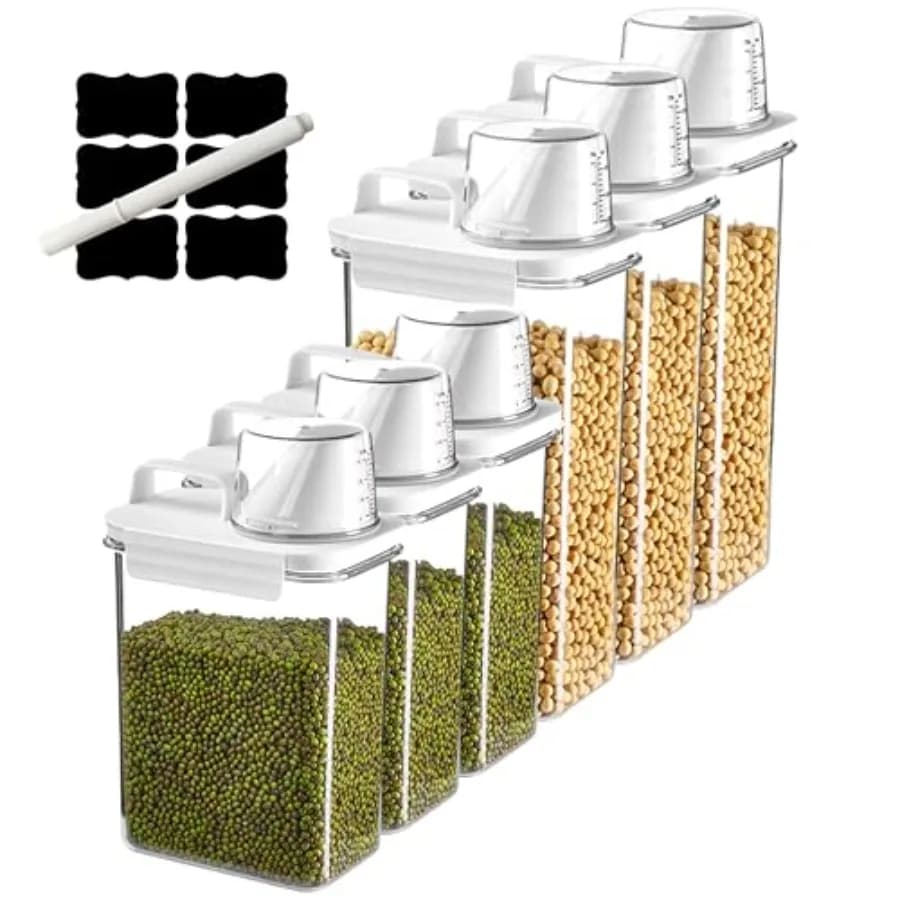 Set di Contenitori Ermetici per Cereali - 1800ML e 200ML (Totale 417oz) per Conservazione di Alimenti Secchi, Cibo per Animali, Riso, Avena con Beccuccio Erogatore