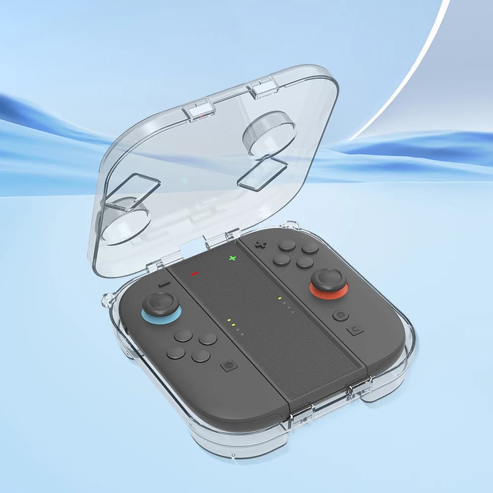 Scatola di Stoccaggio Trasparente con 3 Slot per Schede di Gioco, Custodia Protettiva in PC per Nintendo Switch2 Joy-Con
