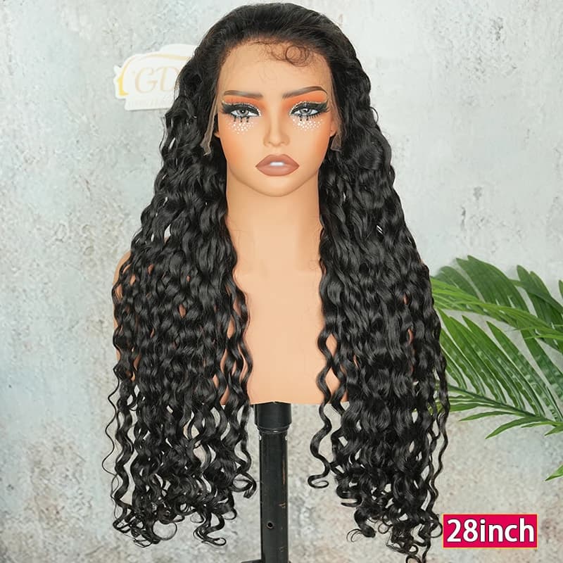 13x4 4X4 HD Lace Wig Double Drawn Water Wave Raw Virgin Human Hair Wigs Invisible HD Lace Melt Skins Pre Plucked Natural Color