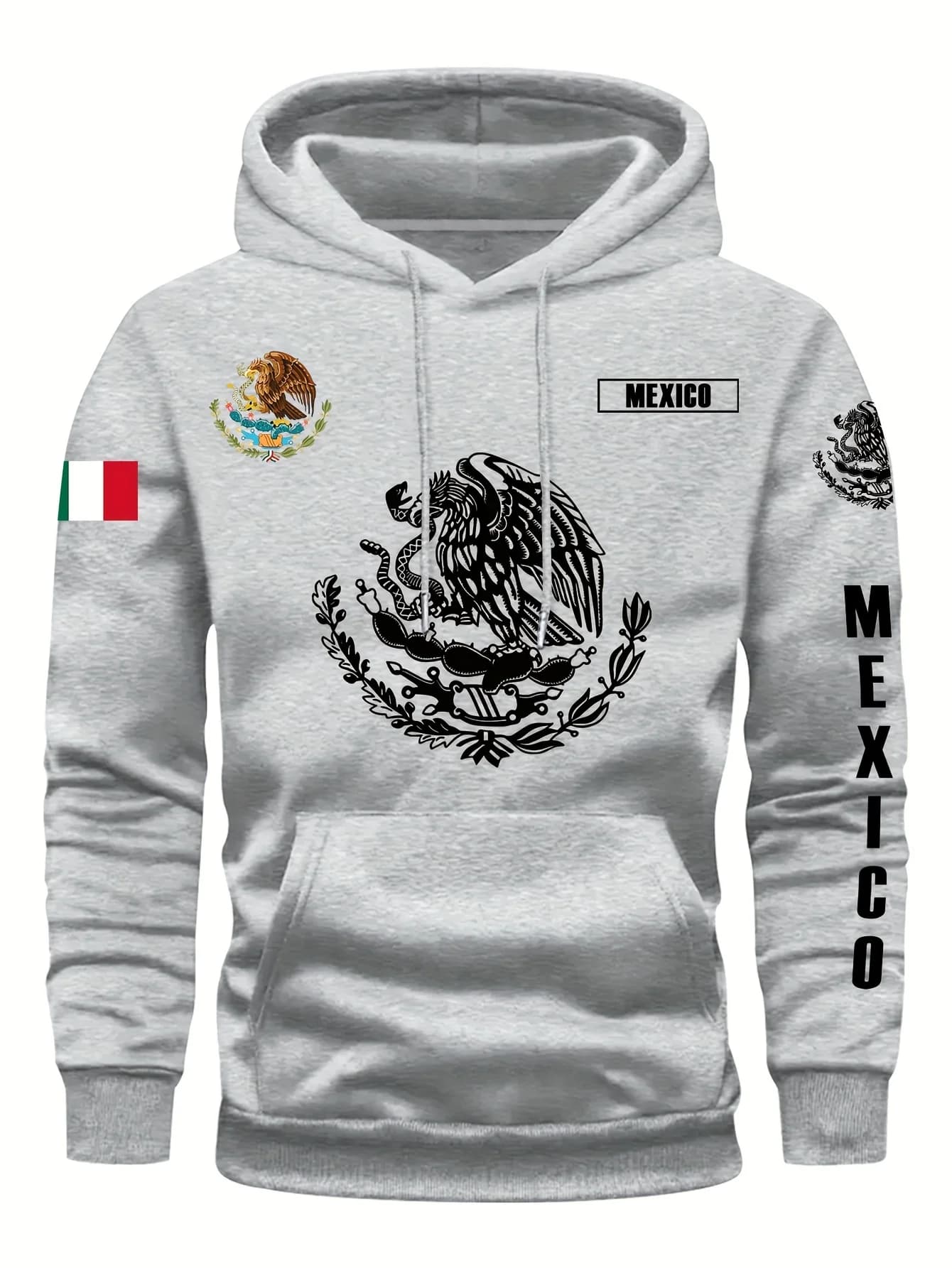 Felpa con Cappuccio Bandiera Messicana Aquila con Cactus Pirata per Uso Quotidiano Fitness Sport Casual Calda Autunno Inverno Unisex