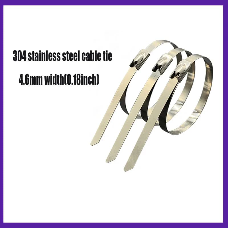 50PCS 4.6mm 304 fascette in acciaio inossidabile fascette da 63 pollici fascette per cavi in acciaio autobloccanti fascette robuste scarico multiuso in metallo