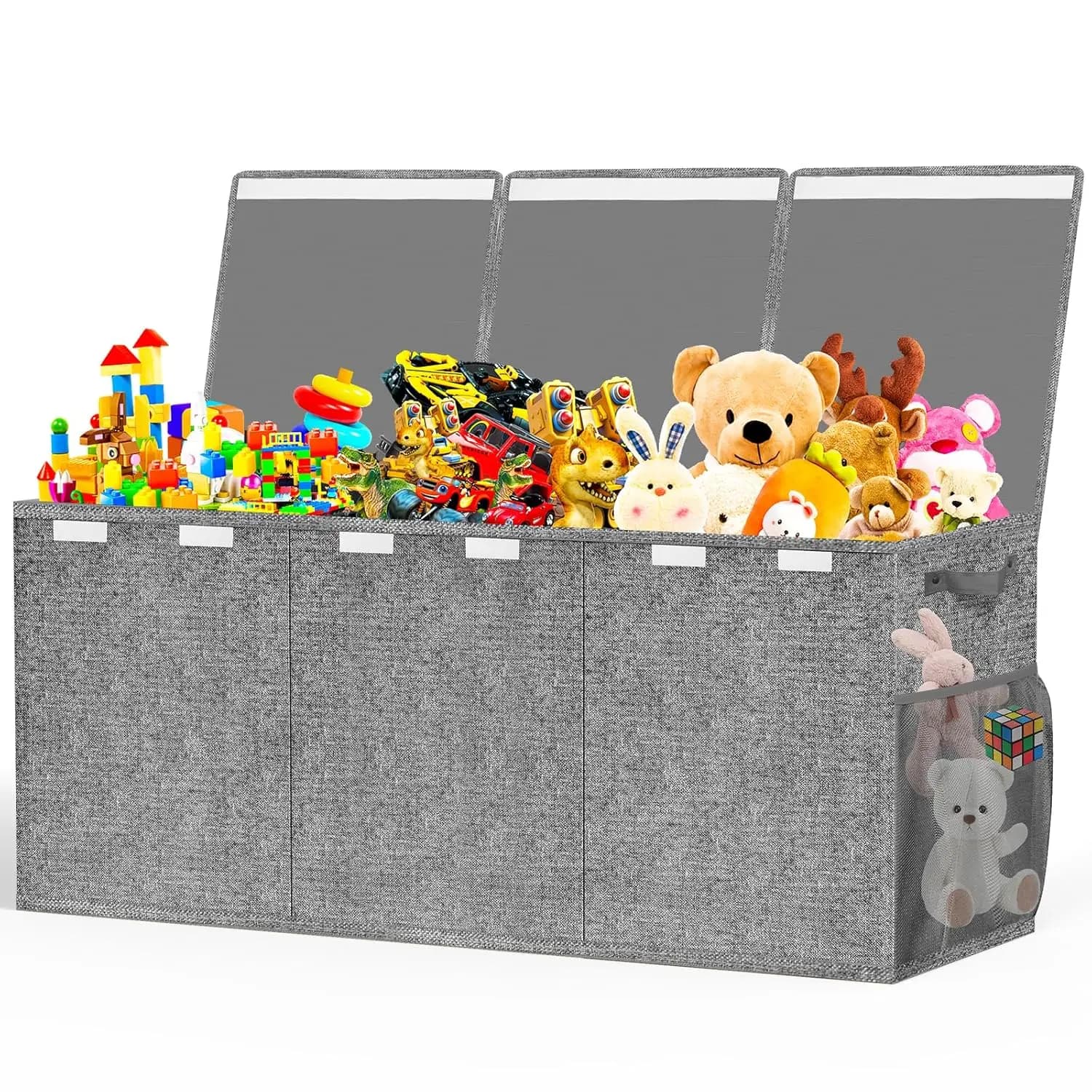 Extra Large Folding Storage Box with Cover, Grigia 40x14x16 Inches to Organize the Children's Room