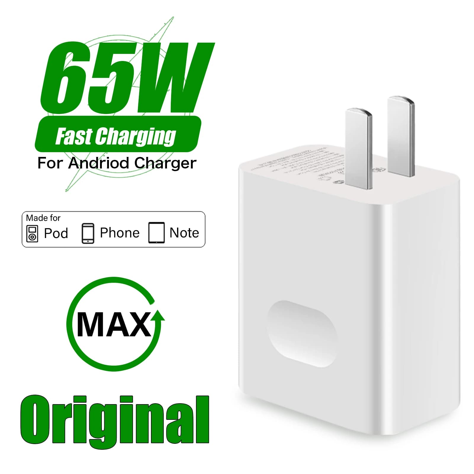 Travel charger 65W for OPPO OnePlus Realme QC3.0 USB Fast Wall adapter For Samsung Huawei Xiaomi Redmi Moto Tcl Phone Plug us