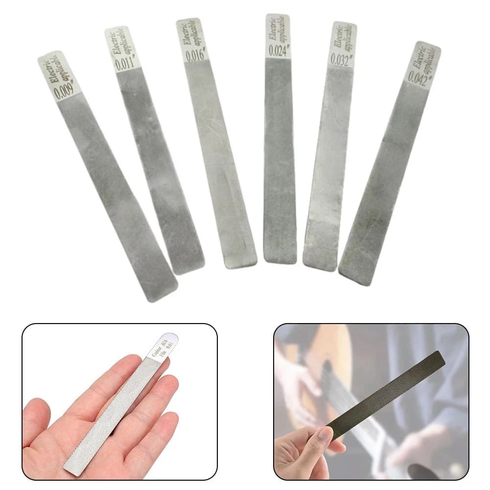6 pezzi di file per dadi per chitarra, slot per coronamento di tasti, comodo kit di strumenti di riparazione per liutaio, set di archiviazione per slot fai da te, strumento di riparazione per chitarra musicale