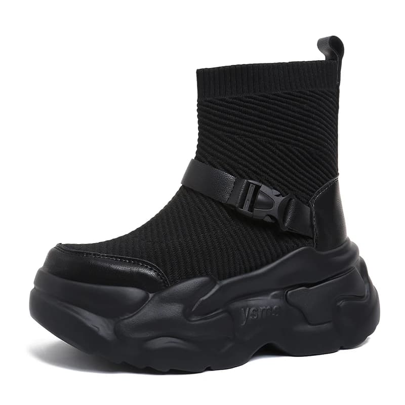 Stivaletti Scarpe da donna con calzino Primavera Autunno Mesh Slip on Stivali con plateau con tacco alto Botas De Mujer Scarpe da donna
