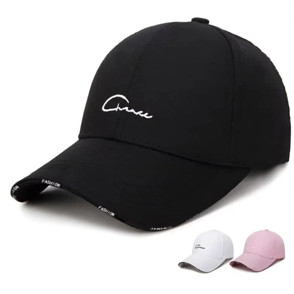 Fashion Letter Embroidered Baseball Cap Adjustable Wide Brim Peaked Cap Solid Color Breathable Sun Hat Outdoor Sports