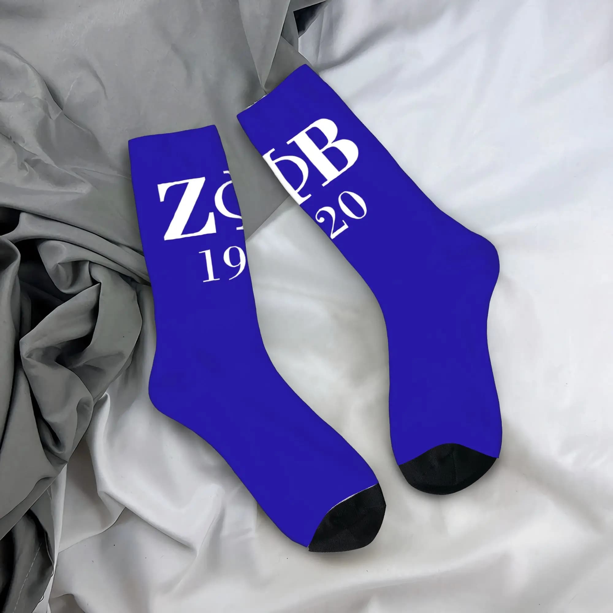 Calzini Personalizzati con Logo della Confraternita Zeta Phi Beta per Uomo, Unisex, Traspiranti, Caldi, con Stampa 3D di Lettere Greche, Modello 1920