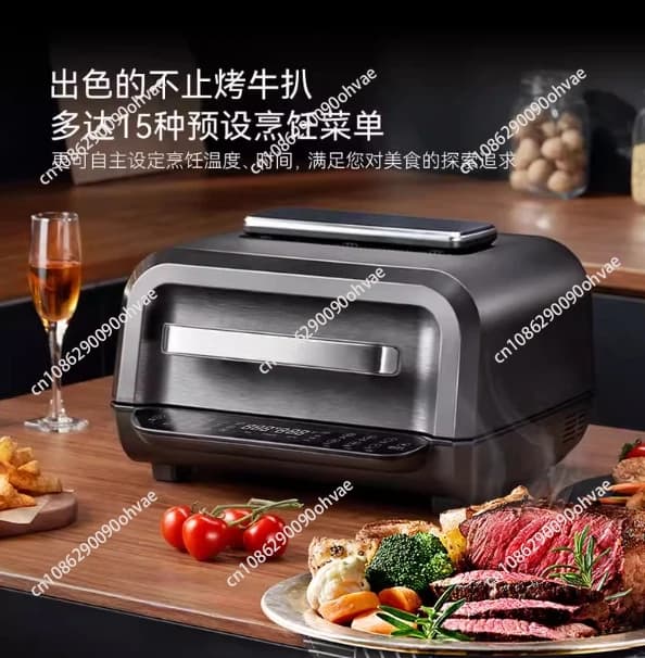 8-in-1 indoor air fryer grill with cooking function, smart thermometer, smokeless grill and air fryer