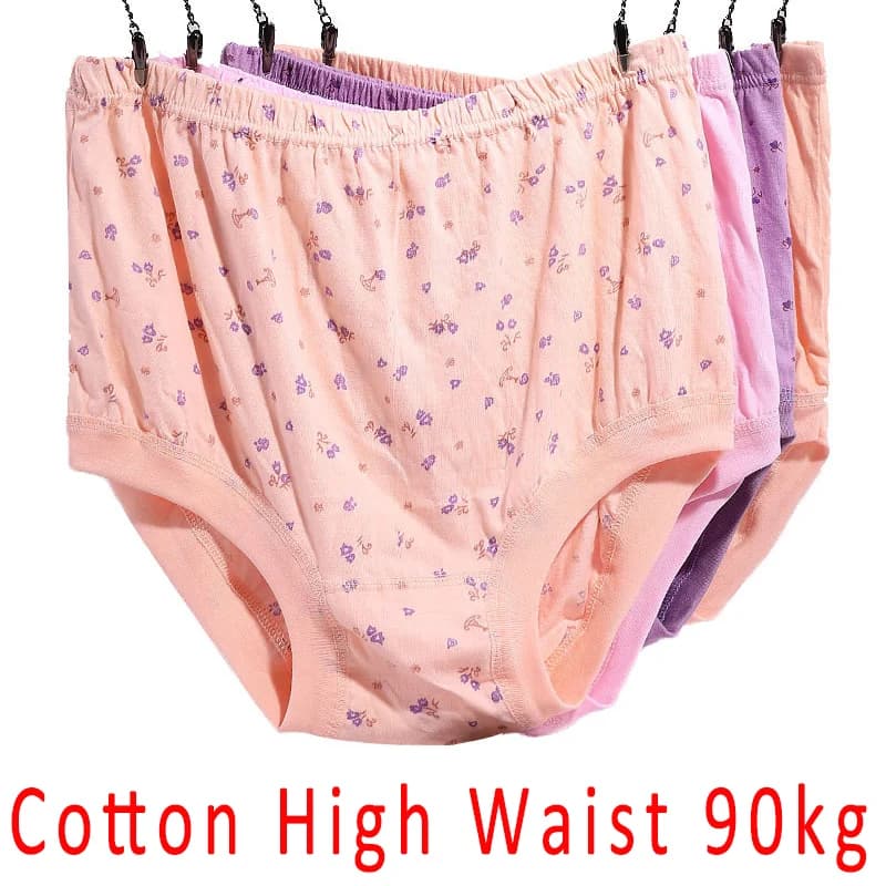 Lady Underwear Middle Aged Women Elderly Cotton High Waist Granny Old Panties Lingerie Spring Fat Plus Size