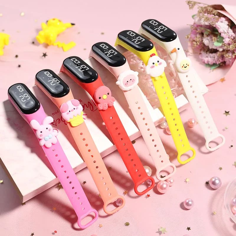 Orologi per bambini alla moda dei cartoni animati per ragazze Bracciale elettronico Sport Touch LED Animali Fiori Orologio per bambini Orologio da donna impermeabile