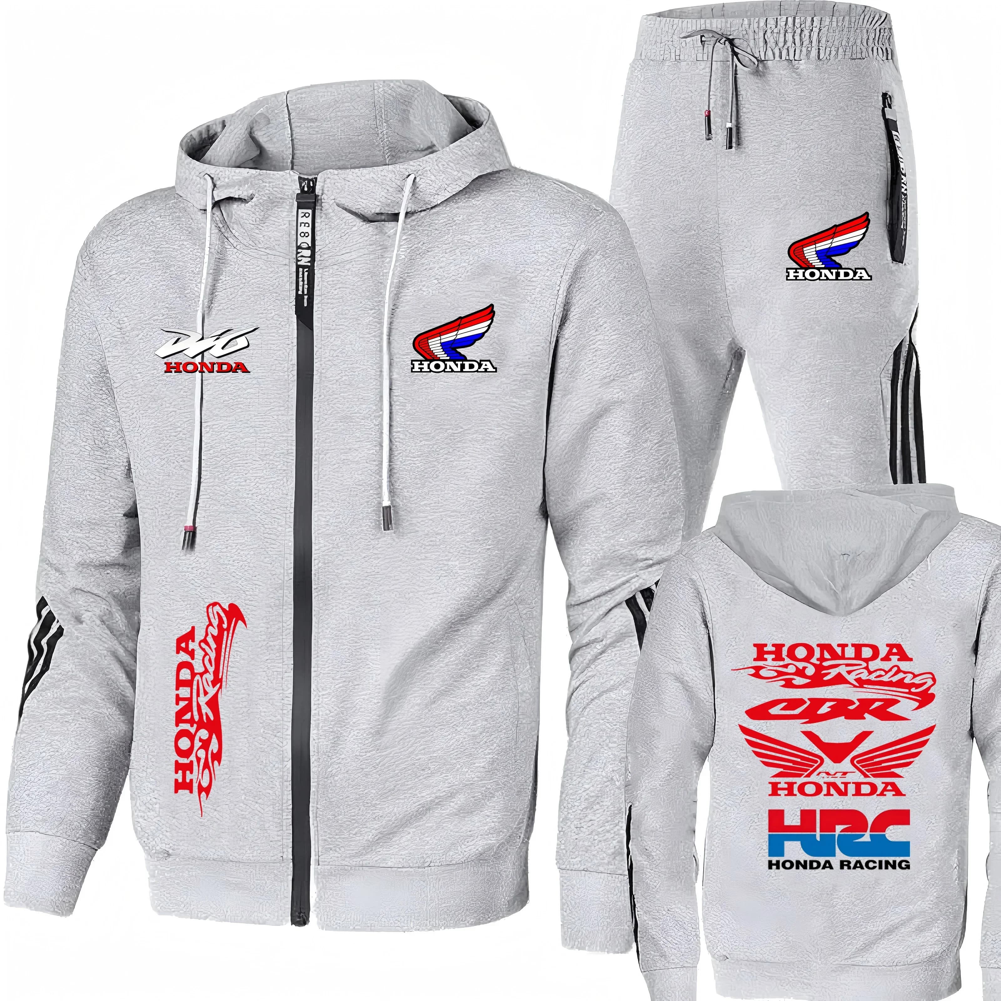 Set di felpe casual con cerniera per sport all'aria aperta da uomo Honda Racing - Abbigliamento sportivo