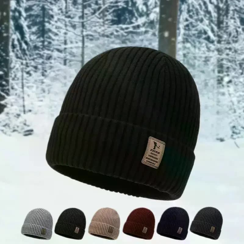 Thickened Fleece Winter Knitted Hat For Men Warm Cotton Yarn Bicycle Riding Windproof Cold Protection Cap Autumn Winter Season
