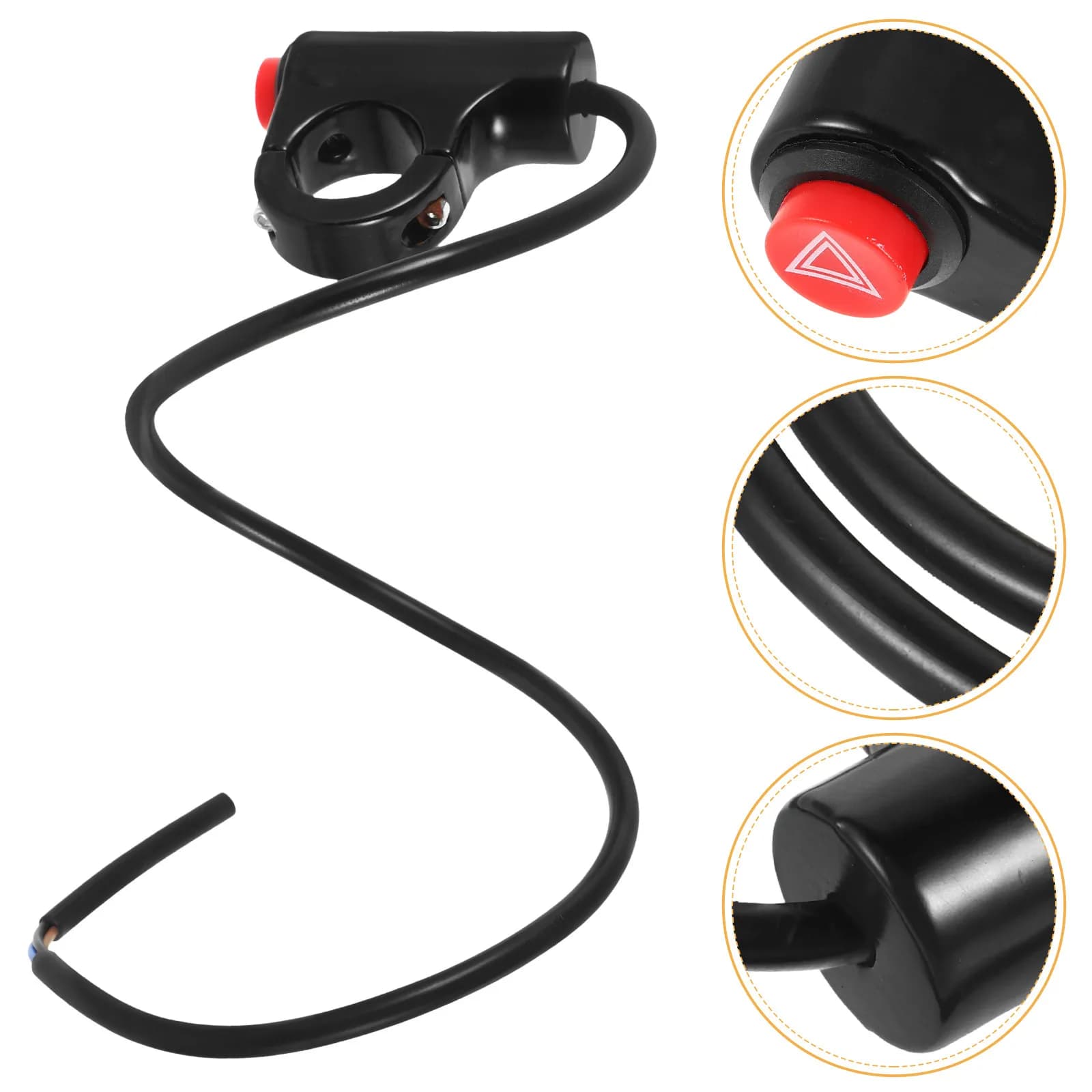 Motorcycle Dual Hazard Switch Aluminum Alloy Sensitive Handlebar Button Red Warning Light Compatible with Motorcycles E-Bikes