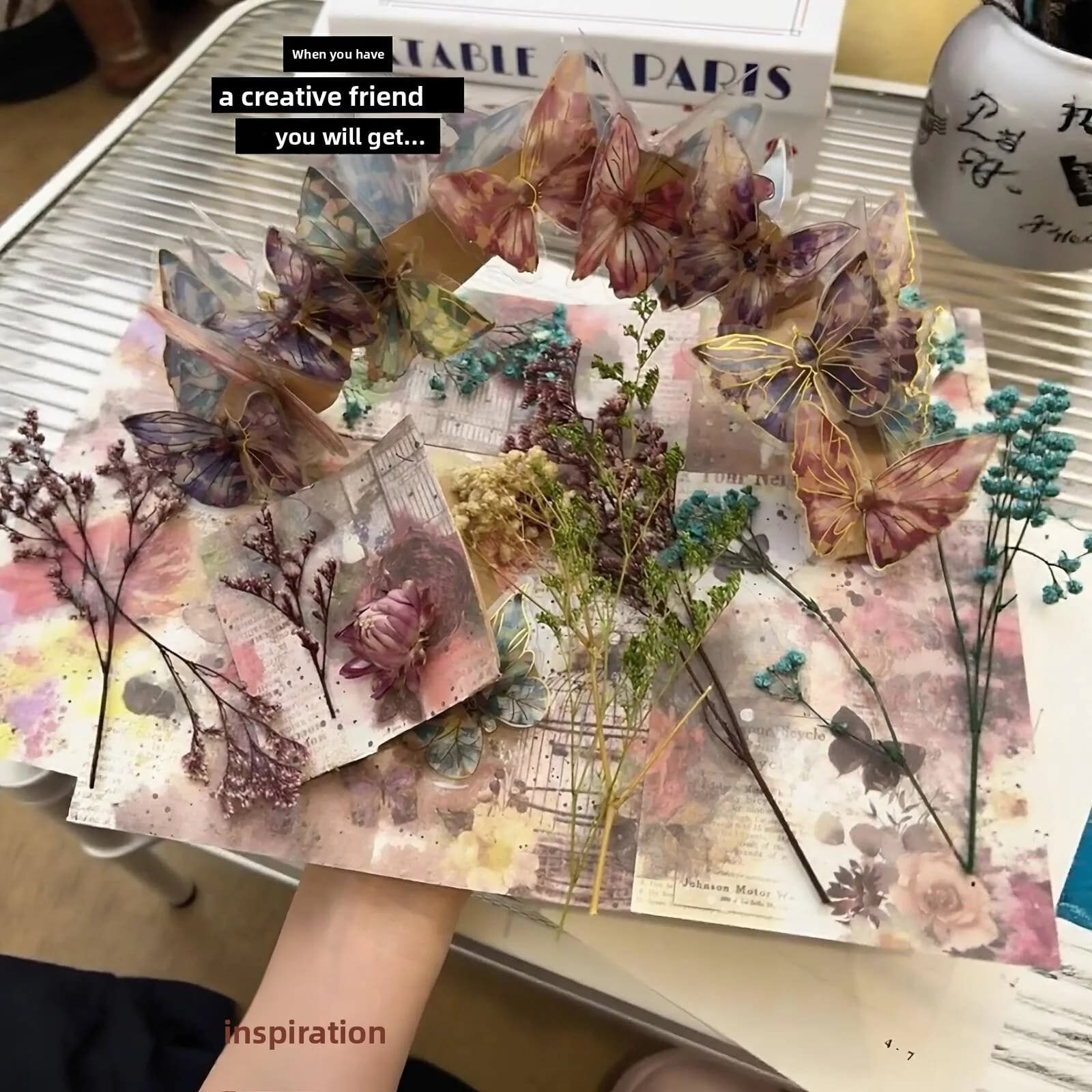 Creative Dried Flower 3D Book DIY Handmade Material Kit Gold Stamping Girl Friend Scrapbooking Gift