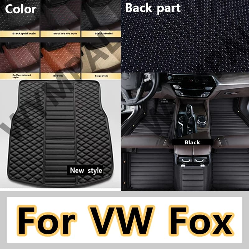 Tappetini per auto automobilistici su misura di lusso per VW Fox 2004 2005 2006 2007 2008 2009 2010 2011 Pelle di lusso Uomo Donna Full Cov