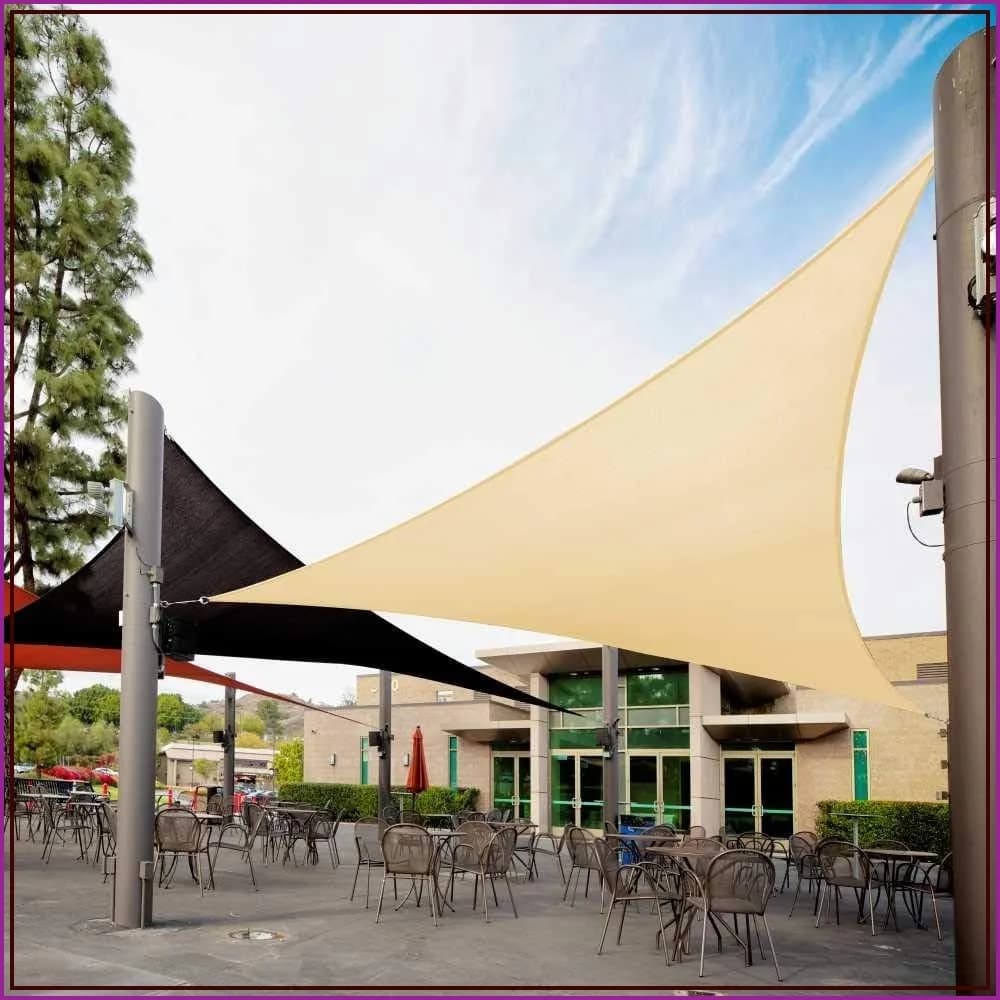 8'x8'x8' Beige Triangle Sun Shade Sail Canopy Outdoor Patio Fabric Screen Awning UPF50+ 95% UV Blockage Heavy Duty Water & Air Permeable