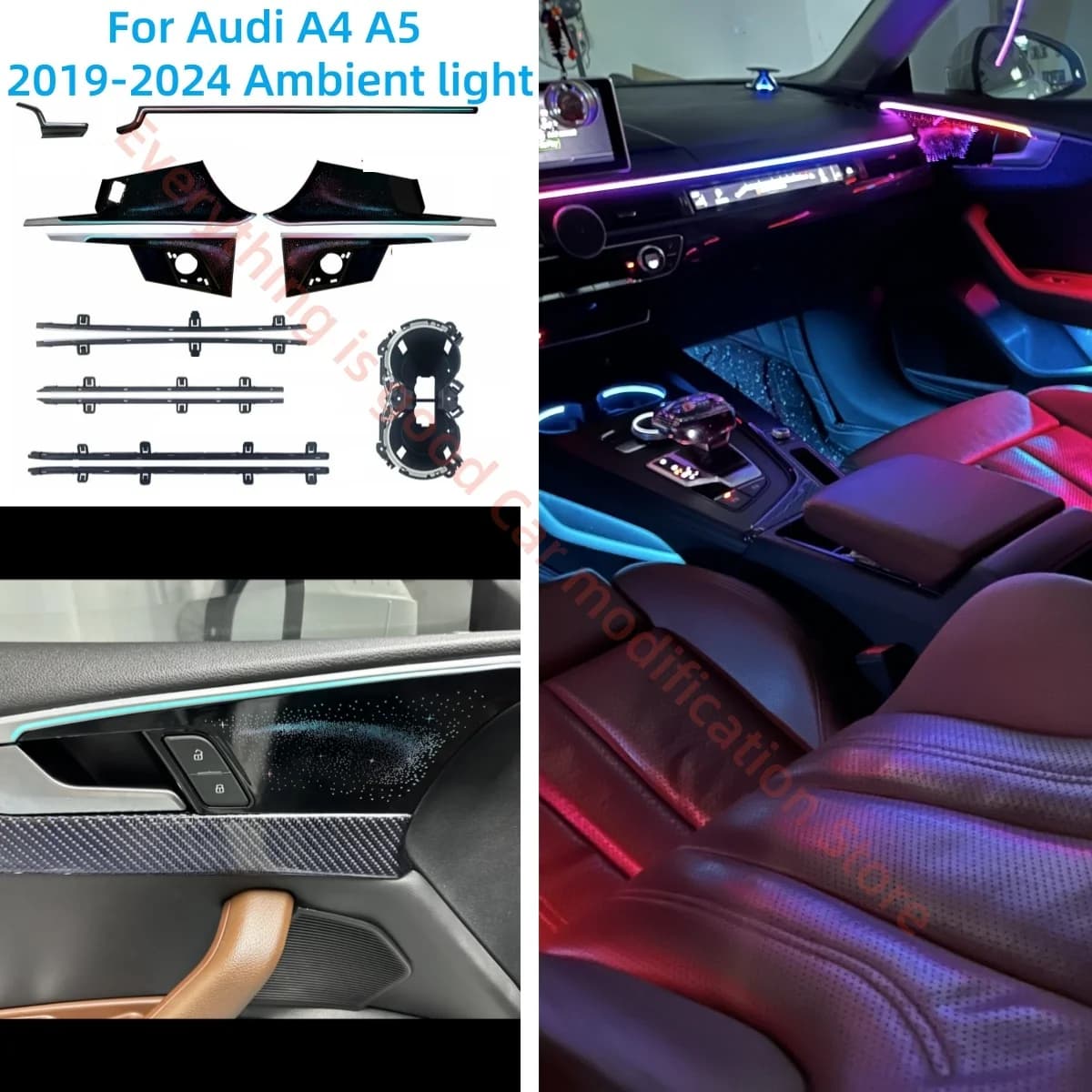 Per Audi A4 A5 2019-2024 Luce ambientale Aggiornamento dell'illuminazione interna automobilistica Accessori per auto Piastra per stampo per incisione laser Galaxy