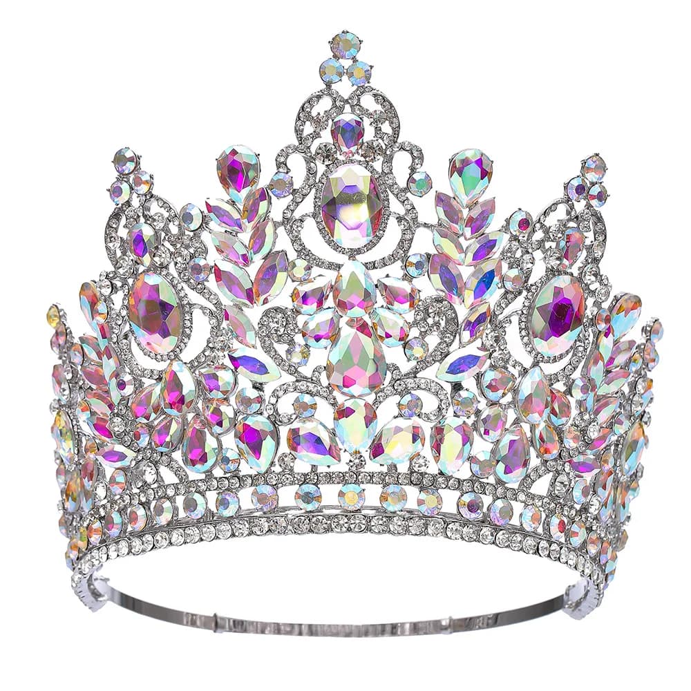 Nuovo barocco Miss Universo Grande corona rotonda Lusso Alta regina reale Corone nuziali Banchetto di cristallo Diademi Accessori per capelli costume