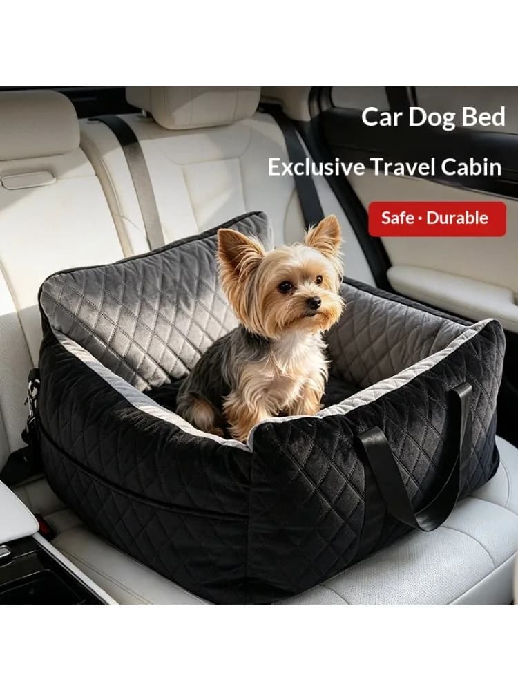 Custom-Fit Pet Car Seat Bed, Padded PP Cotton Travel Dog Cat Bed for Front Passenger Seat, Portable Car Pet Cushion for Dog Cats