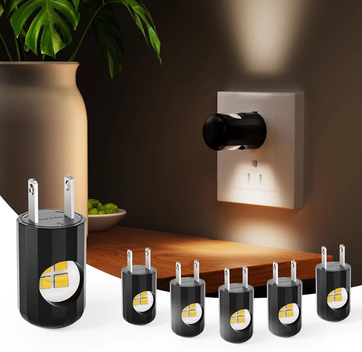6 Pack LED Night Lights with Dusk to Dawn Sensor, 3000K Soft White Plug in for Kids Kitchen Hallway Bathroom Bedroom
