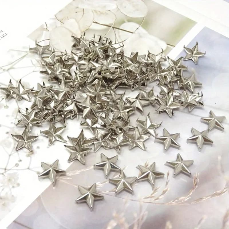 100 pezzi rivetti fai da te e unghie artiglio stella a cinque punte pistola oro argento accessori di abbigliamento neri custodia per cellulare borsa materiale