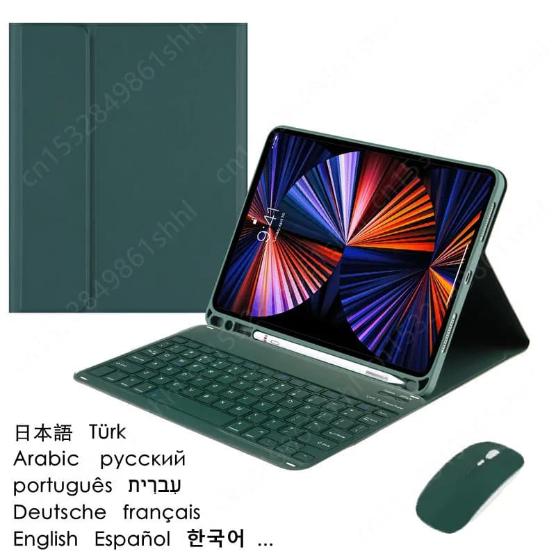 Tastiera per Teclado Apple iPad 9a 8a 7a generazione 10.2 Custodia per tastiera Fonda Cover per tablet russa spagnola ebraica portoghese