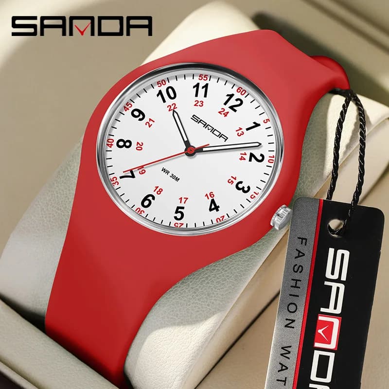Moda Sanda Top Brand Vendita calda Quarzo da donna Cinturino in silicone impermeabile Sport per il tempo libero Ms Orologi da polso elettronici Reloj Mujer