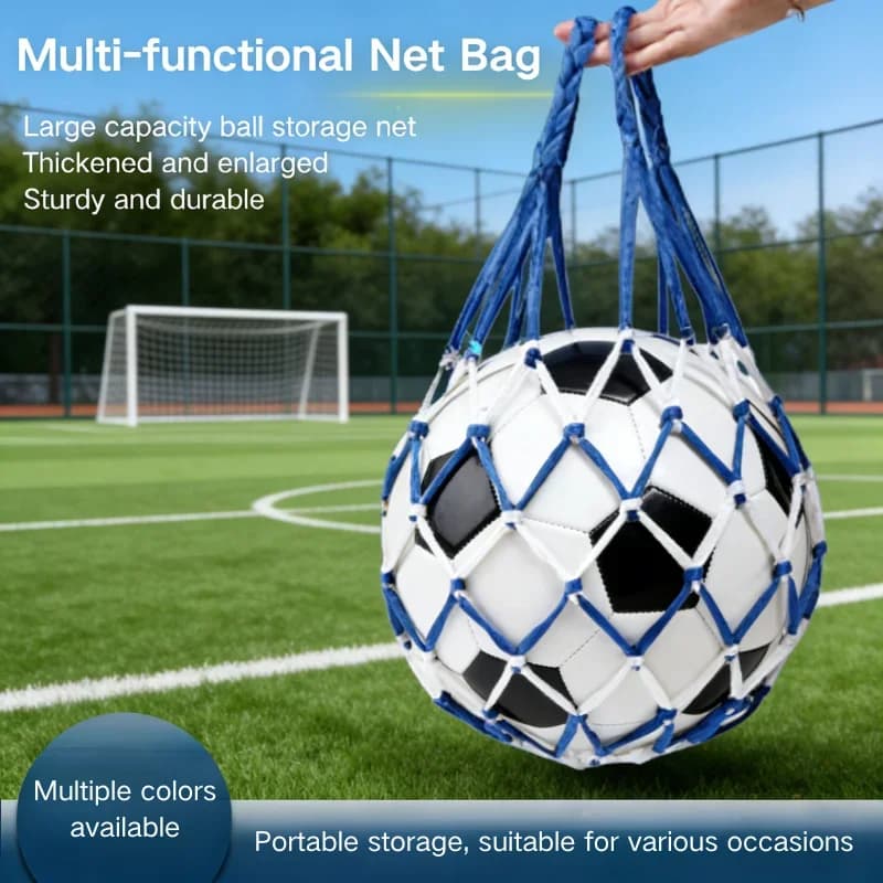 Borsa a rete per palloni sportivi – Rete in nylon resistente, design rinforzato per basket, calcio e pallavolo, confezione da 2 con secondo colore casuale