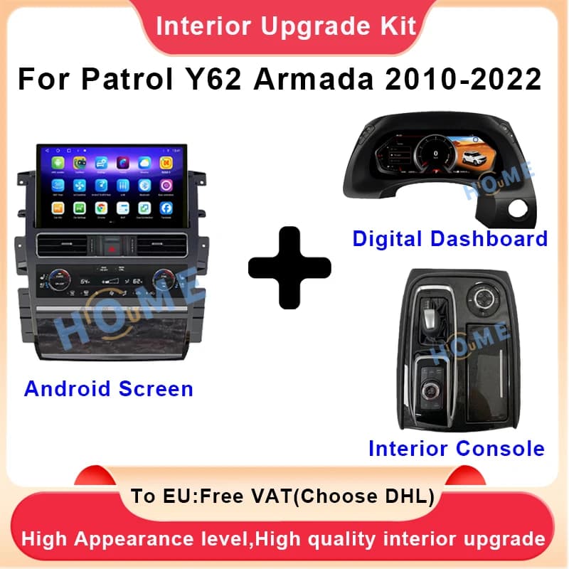 Strumento cruscotto per Auto per Nissan Patrol Y62 2010-2022 Display Android touch Screen lettore multimediale Digital Carplay Auto GPS