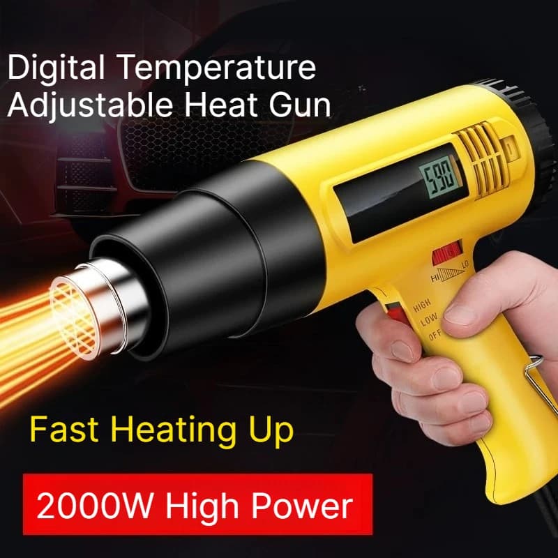 Hot Air Gun LCD Digital Temperature Control Mini Portable Multifunctional Heat Gun With Four Nozzles For Shrink Wrap Craft