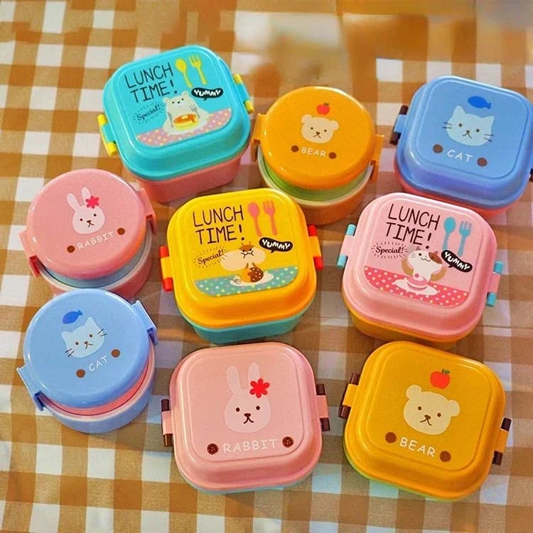 Simpatico cartone animato Kittyed Bento Lunch Box Scatola di immagazzinaggio in plastica Conservazione fresca Snack Food Organizer Stoviglie da cucina per la casa Ragazza Kid