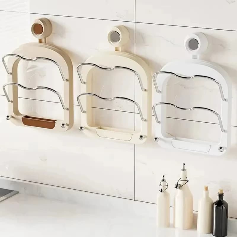 Ganci a ventosa in ABS e alluminio, porta coperchi multi-strato, supporti da parete per taglieri e scolapiatti da cucina