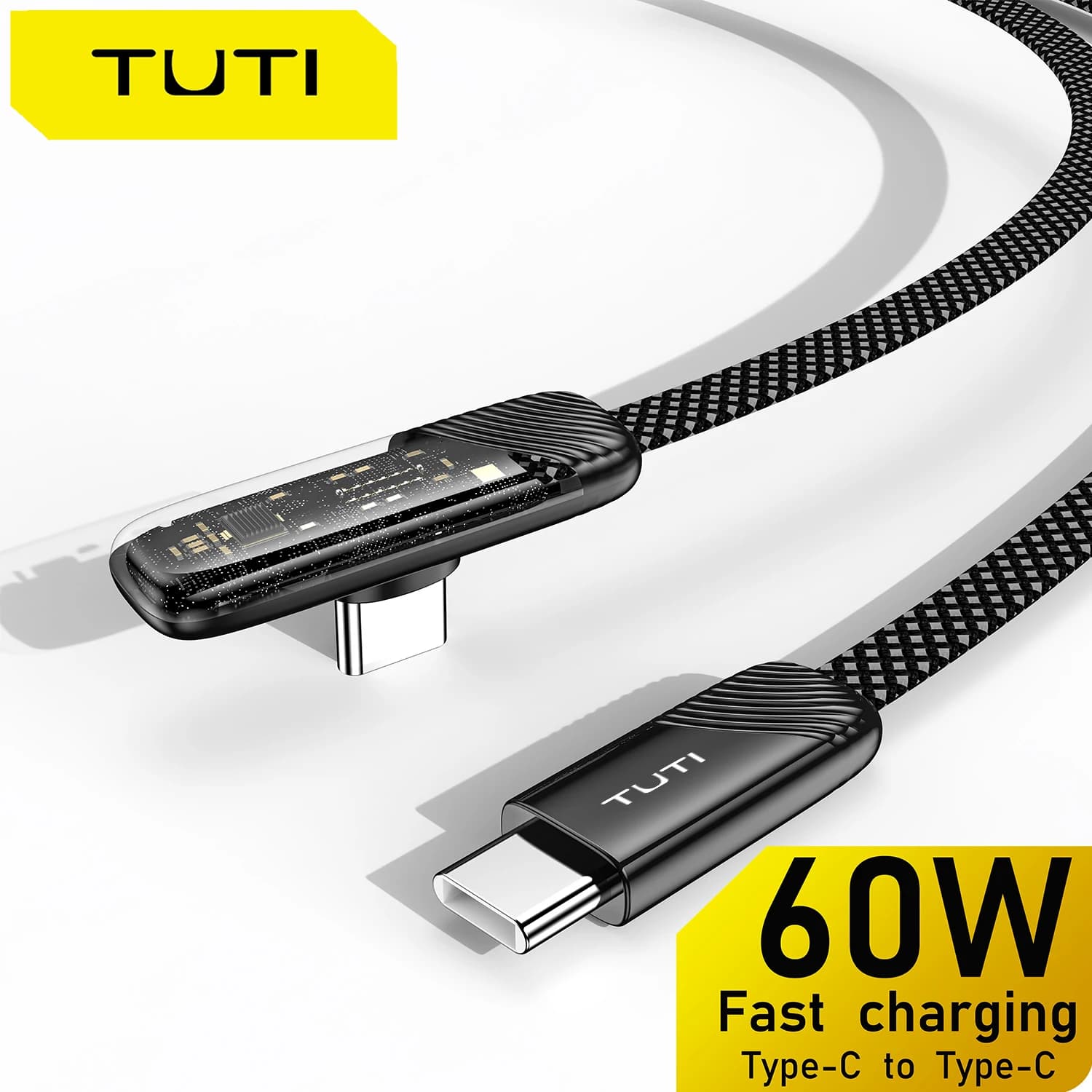 Cavo di ricarica rapida da tipo C a tipo C da 60 W intrecciato in nylon TUTI per giochi e spettacoli compatibili con iPhone 16