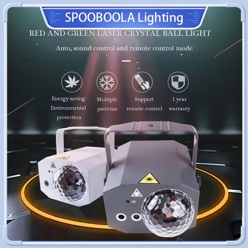 Magic Ball Laser Light guscio in plastica effetto 2 in 1 LED Stage Light proiettore luci stroboscopiche con suono attivato per Club