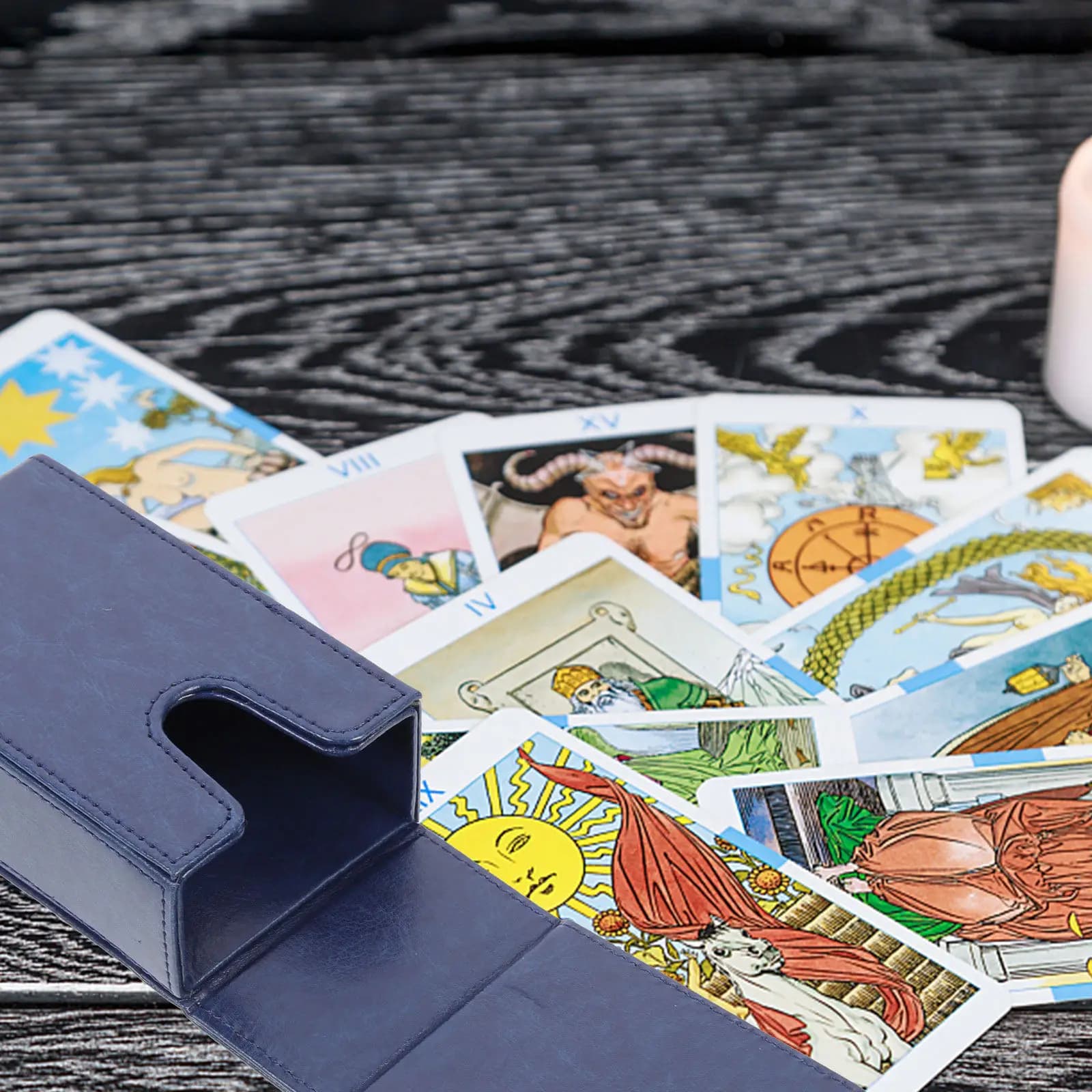 Scatola porta tarocchi in PU, rettangolare, robusta, organizer per carte, contenitore portatile per tarocchi, porta carte da gioco