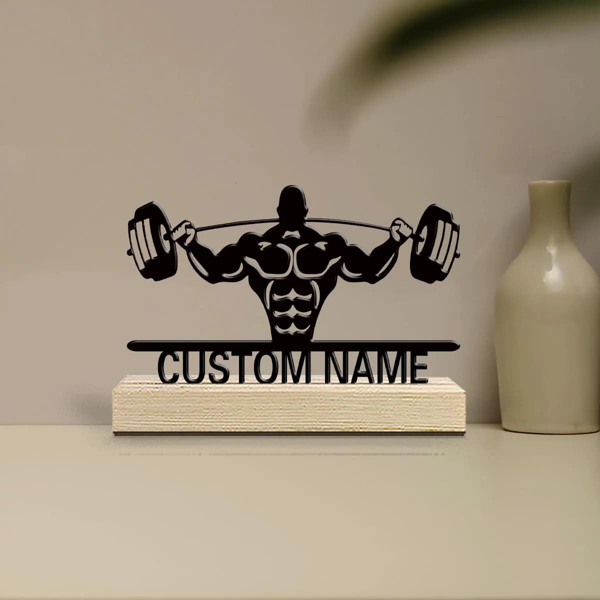 1pc Interesting Metal Desktop Decoration Custom Name Equipped with Wooden Base Home and Office Decorations,Christmas Gifts