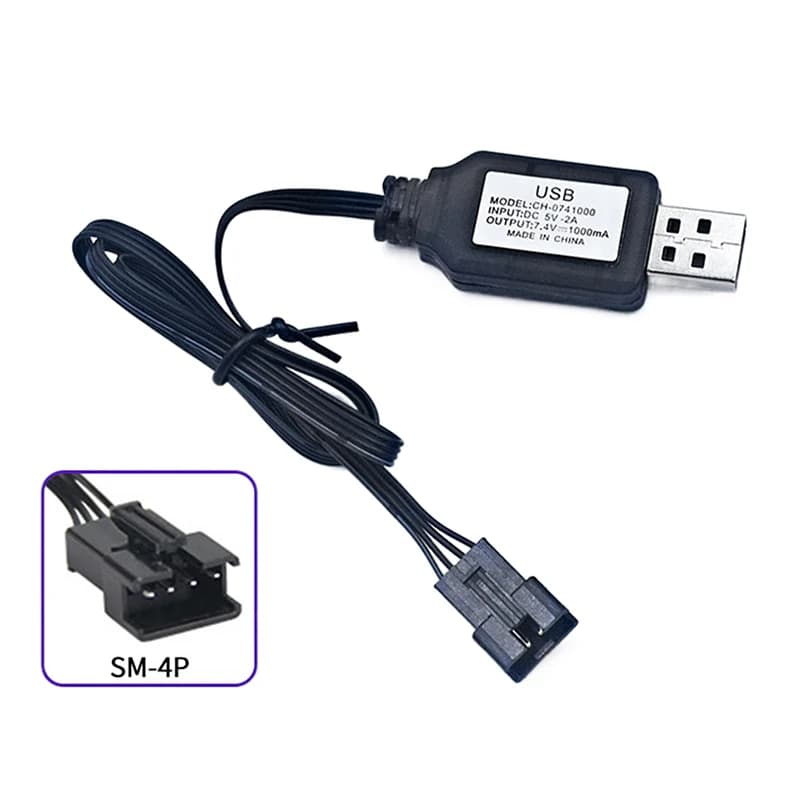 Auto elettrica RC SM-4P Spina 7.4V Caricatore USB DE65 EC08 EC16 DE36W HM202 M416 Gel Ball Blaster Caricabatteria