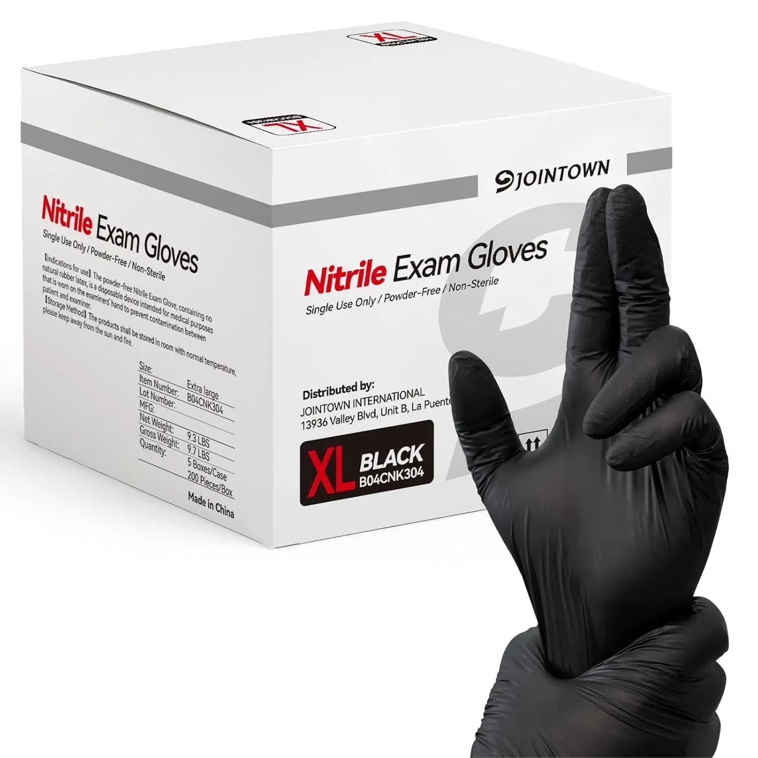 Guanti in nitrile per esami, guanti medici neri monouso senza lattice e senza polvere per esami e preparazione alimenti