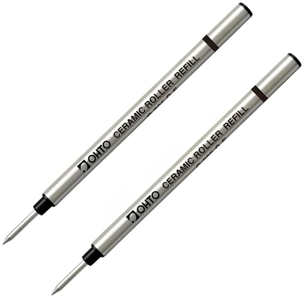 Confezione da 2 - Ohto C-305 Ricariche a base d'acqua per penna a sfera in ceramica, corpo in metallo punta fine 0,5 mm, meccanismo non asciutto