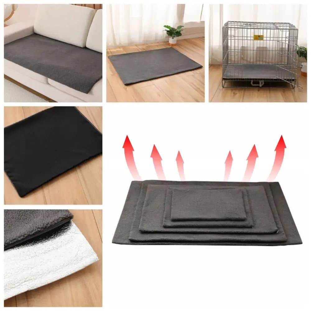 Tappetino Autoriscaldante Lavabile per Animali Domestici, Grigio, Antiscivolo, Cuscino Termico per Cani, Coperta Morbida con Parte Superiore in Sherpa e Fondo Antiscivolo, Tappetino Termico per Gatti