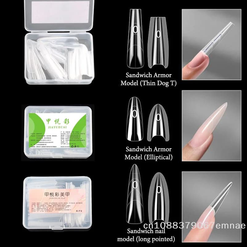 [ZYAS] Dual Form per Unghie a Sandwich 60 pz 15 Misure per Estensioni Rapide - Dual Form a T Ellittiche per Manicure, Stampo Superiore e Stampo Inferiore 3D