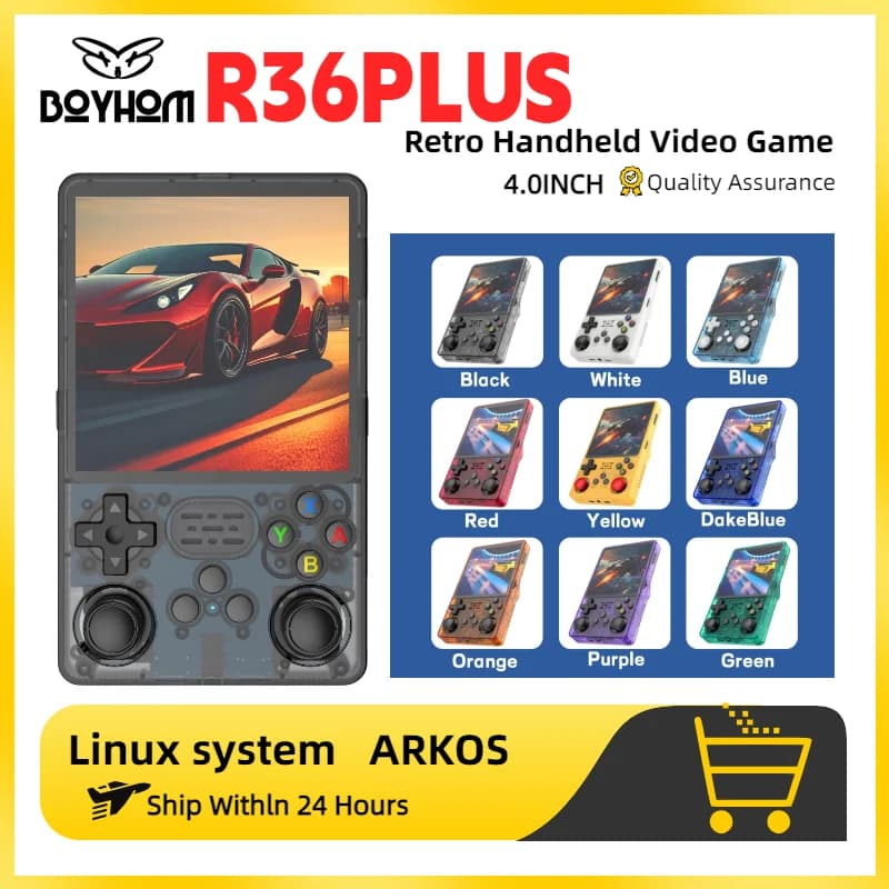 Merci di qualità Grande schermo R36PLUS ARK OS Sistema open source Console di gioco portatile retrò Schermo IPS da 4 pollici WiFi integrato PER regalo