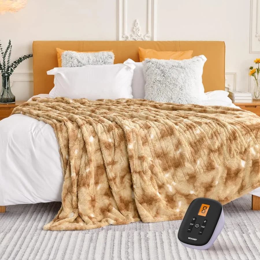 Coperta elettrica riscaldata rapidamente bifacciale lussuosa morbida pelliccia sintetica doppia dimensione 62 "x 84" certificato ETL 10 livelli di riscaldamento 0,5-12 ore