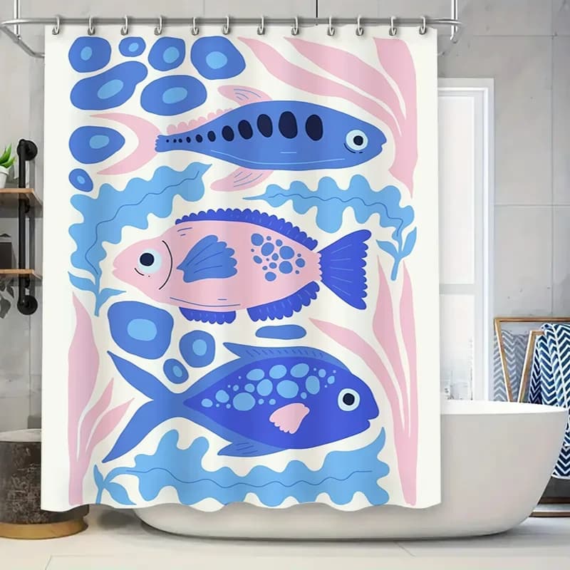 Pesce blu blu rosa bagno tenda da doccia tessuto impermeabile decorativo casa bagno piastrellatura decorazioni private