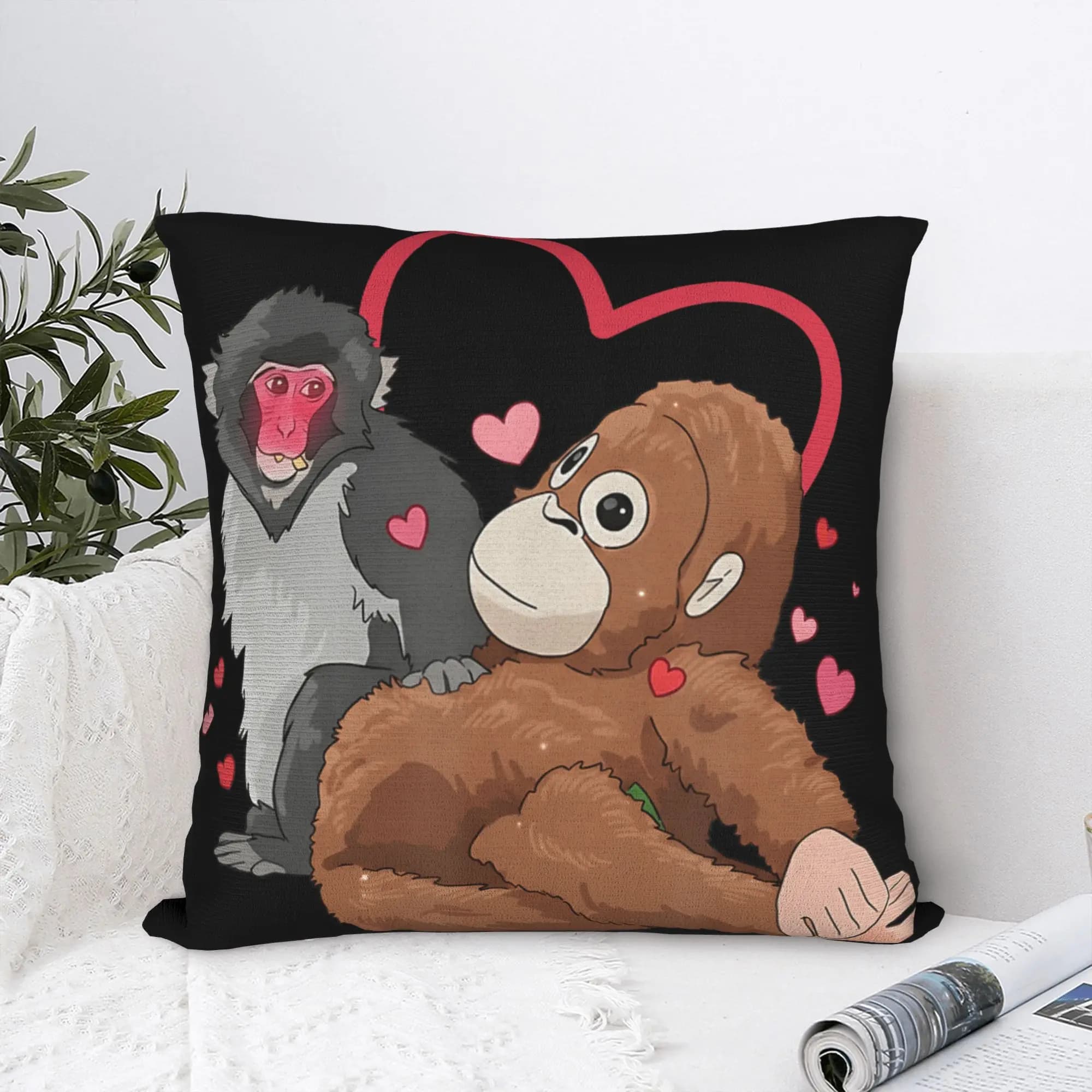 Fodera per cuscino divertente con scimmietta, simpatica scimmietta che fa pugni, federa divertente e carina per divano, letto, soggiorno