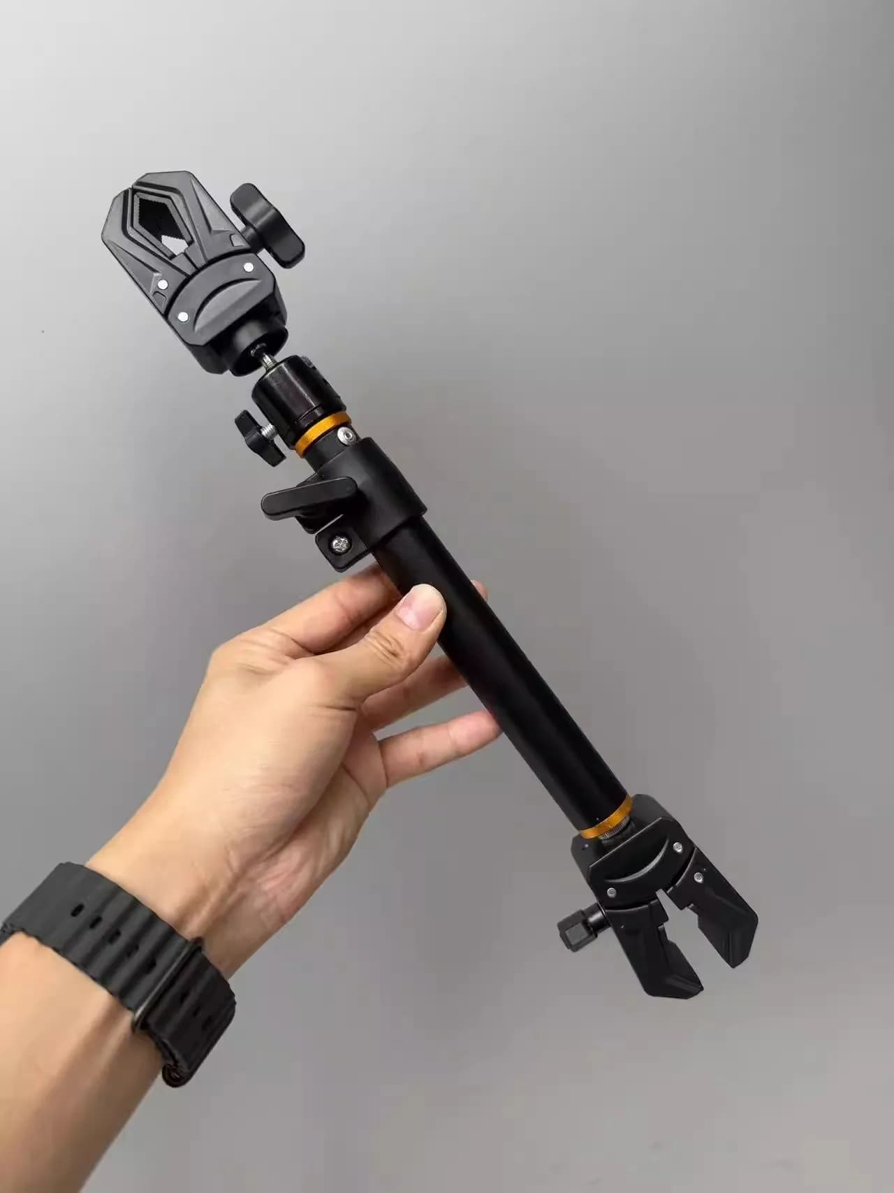 Asta Selfie Telescopica con Doppia Testa Rinforzata e Clip di Fissaggio, Asta Estensibile con Gimbal a 360 Gradi Universale