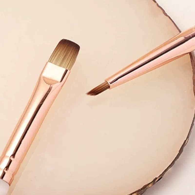 Set di 1/12 Pennelli per Nail Art, Pennelli per Pittura e Gel UV, Strumenti per Disegno su Unghie, Punta Rotonda, Manico in Legno con Cappuccio in Metallo