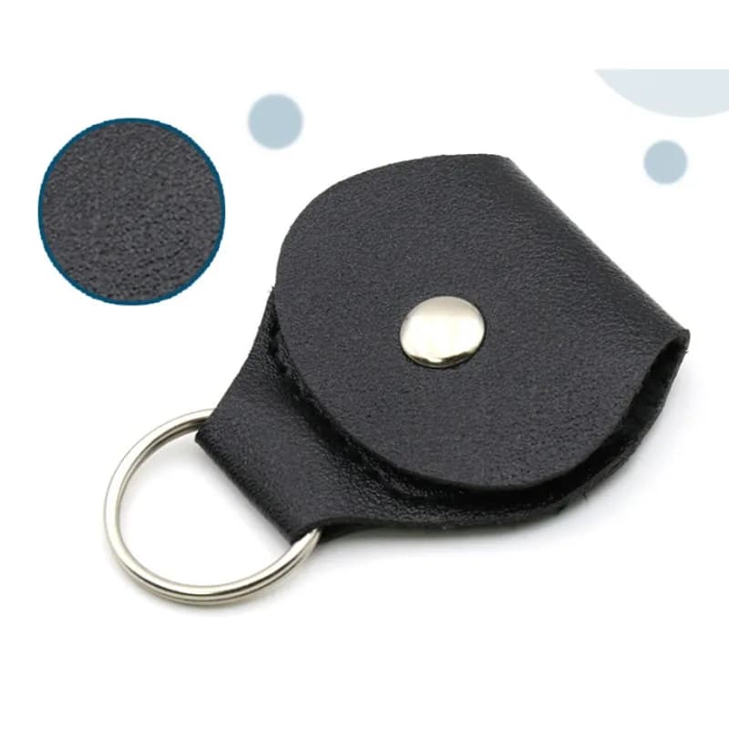 PU Leather Guitar Pick Case Folk Wood Guitar Pick Clip Keychain Pick Pocket Instrument Accessories